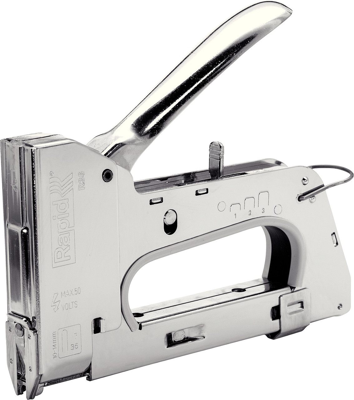 RAPID R36E степлер (скобозабиватель) ручной для кабеля 6 мм, тип 36 (10-14 мм). Cтальной корпус. Легкое, фото 1
