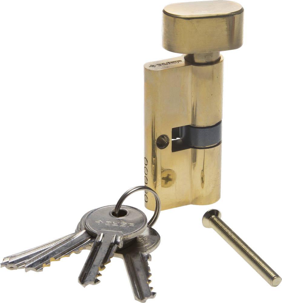 Механизм ЗУБР Мастер цилиндровый, тип ключ-защелка , цвет латунь, 5-PIN, 60мм - фото 1 - id-p104485486
