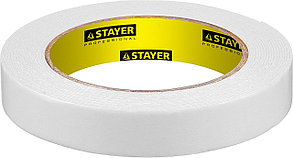Двухсторонняя клейкая лента на вспененной основе, STAYER Professional 12231-19-05, белая, 19мм х 5м
