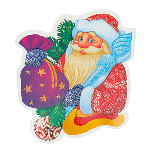 Украшение на скотче "Дед Мороз" глиттер, мешок с подарками