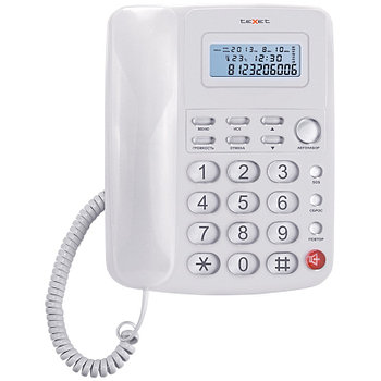 Телефон проводной Texet TX-250 белый Производитель:	TeXet Журнал входящих вызовов (записей):	35 Громкая