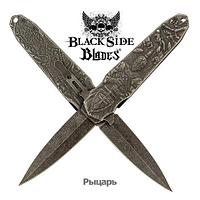 Нож складной дизайнерский Black Side Blades с рельефной рукоятью (Рыцарь)