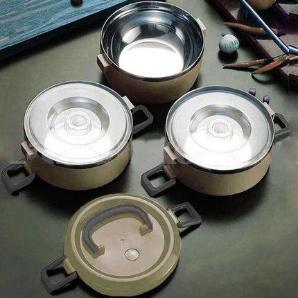 Термос-ланч-бокс для горячих обедов Smile Lunch BOX 9624-9626 (Темно-зеленый / 3 секции), фото 1