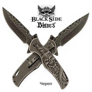 Нож складной дизайнерский Black Side Blades с рельефной рукоятью (Череп)