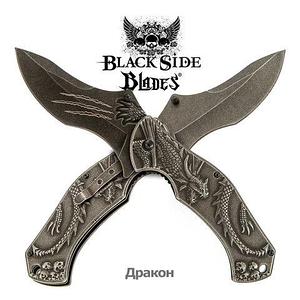 Нож складной дизайнерский Black Side Blades с рельефной рукоятью (Дракон)