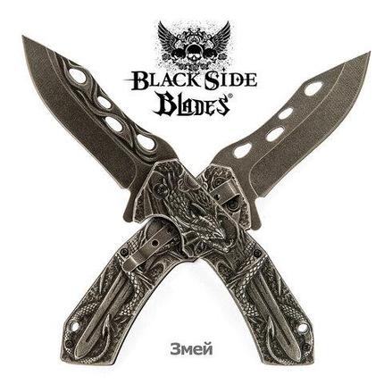 Нож складной дизайнерский Black Side Blades с рельефной рукоятью (Змей), фото 2