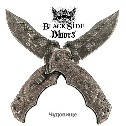 Нож складной дизайнерский Black Side Blades с рельефной рукоятью (Череп) - фото 9 - id-p104496830