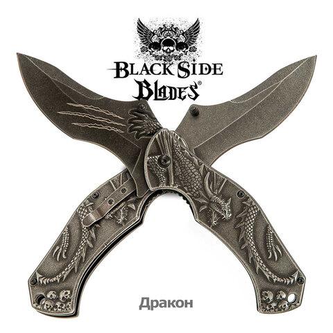 Нож складной дизайнерский Black Side Blades с рельефной рукоятью (Дракон) - фото 1 - id-p104496832