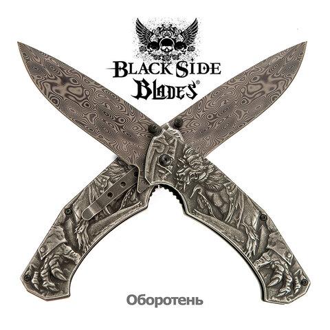 Нож складной дизайнерский Black Side Blades с рельефной рукоятью (Оборотень) - фото 1 - id-p104496836