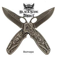 Нож складной дизайнерский Black Side Blades с рельефной рукоятью (Волчара)