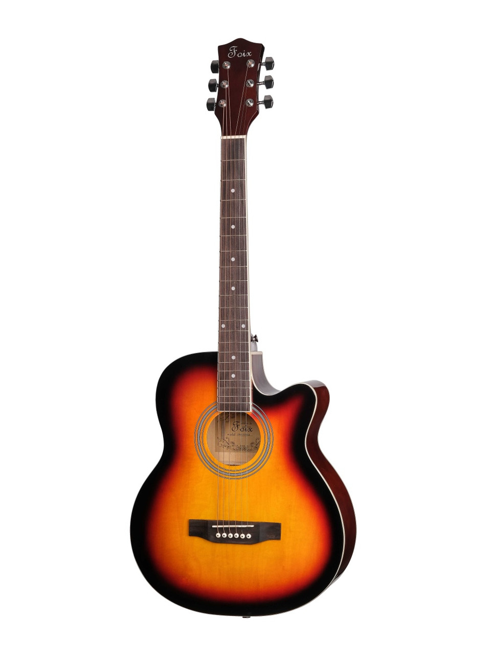 Акустическая гитара, санберст, с вырезом, Foix FFG-1039SB