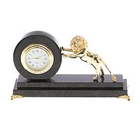 Часы настольные "Лев" камень долерит / часы декоративные / кварцевые часы / интерьерные часы
