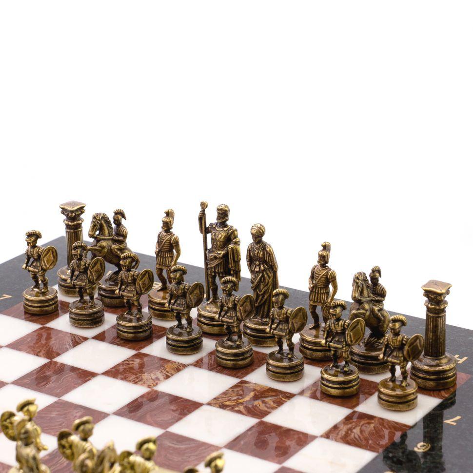 Шахматный набор "Римляне" доска 28х28 см мрамор, лемезит фигуры цвет бронза-золото / Шахматы настольные / - фото 3 - id-p104507933