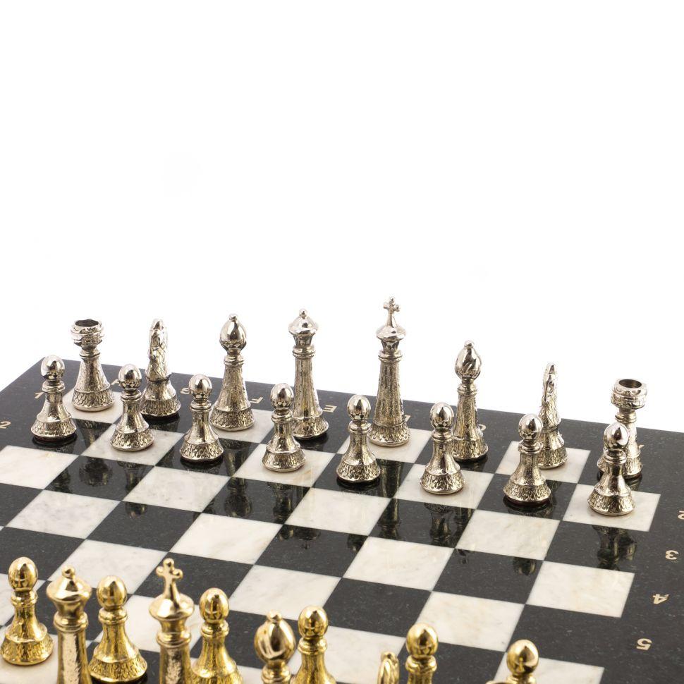 Шахматы "Стаунтон" доска 44х44 см камень мрамор, змеевик / Шахматы подарочные / Шахматный набор / Настольная - фото 4 - id-p104513686