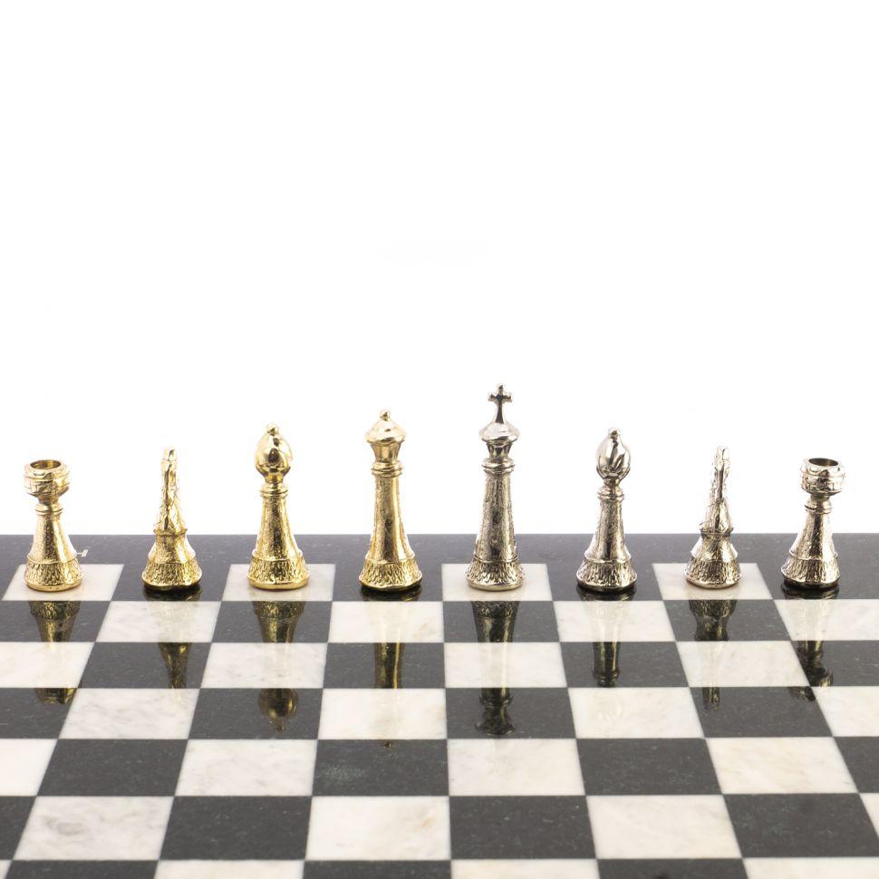 Шахматы "Стаунтон" доска 44х44 см камень мрамор, змеевик / Шахматы подарочные / Шахматный набор / Настольная - фото 5 - id-p104513686