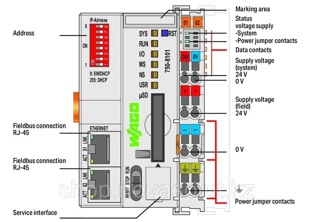 Контроллер PFC100; 2 порта Ethernet; доп. минимальная рабочая температура WAGO 750-8101/ 025-000 - фото 2 - id-p104513919