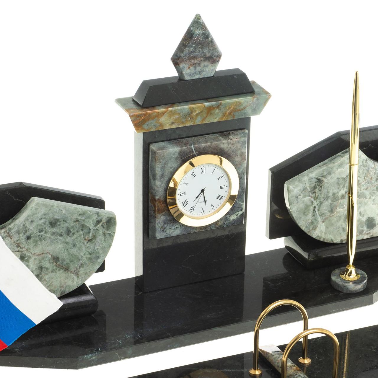 Настольный набор с гербом и флагом России камень офиокальцит 116985 - фото 5 - id-p80870749