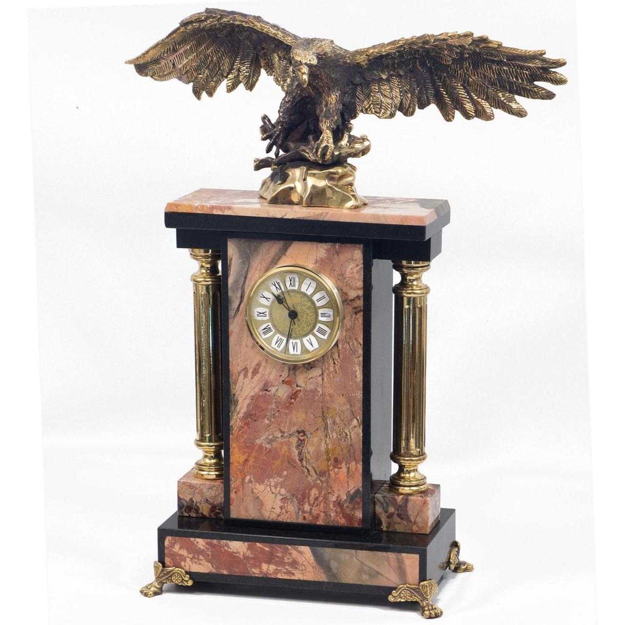 Часы из натуральной яшмы и бронзы Горный орел, 33х17х41 см - фото 1 - id-p80870447