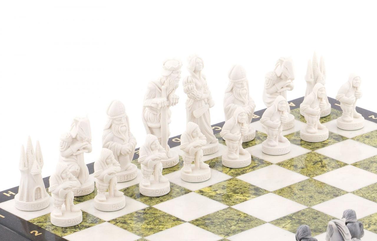 Оригинальные шахматы "Средневековье" камень змеевик мрамор 40х40 см 119960 - фото 3 - id-p80872170