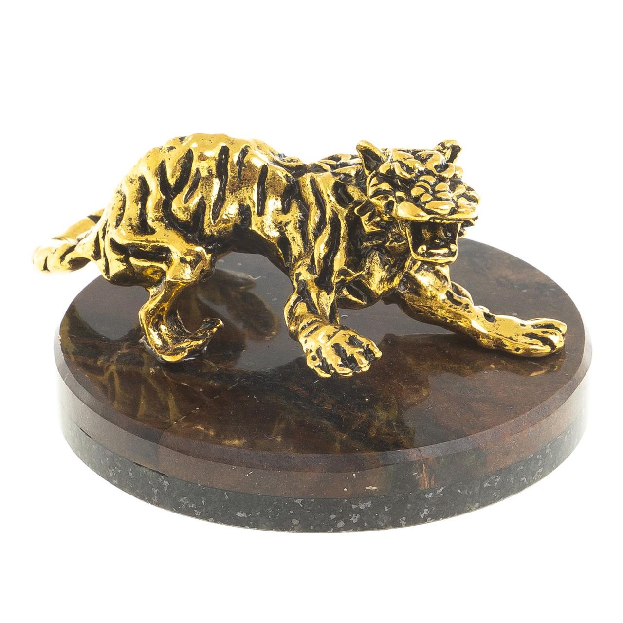 Сувенир фигурка "Рычащий тигр" камень офиокальцит шоколадный - символ 2022 года - фото 1 - id-p95597667