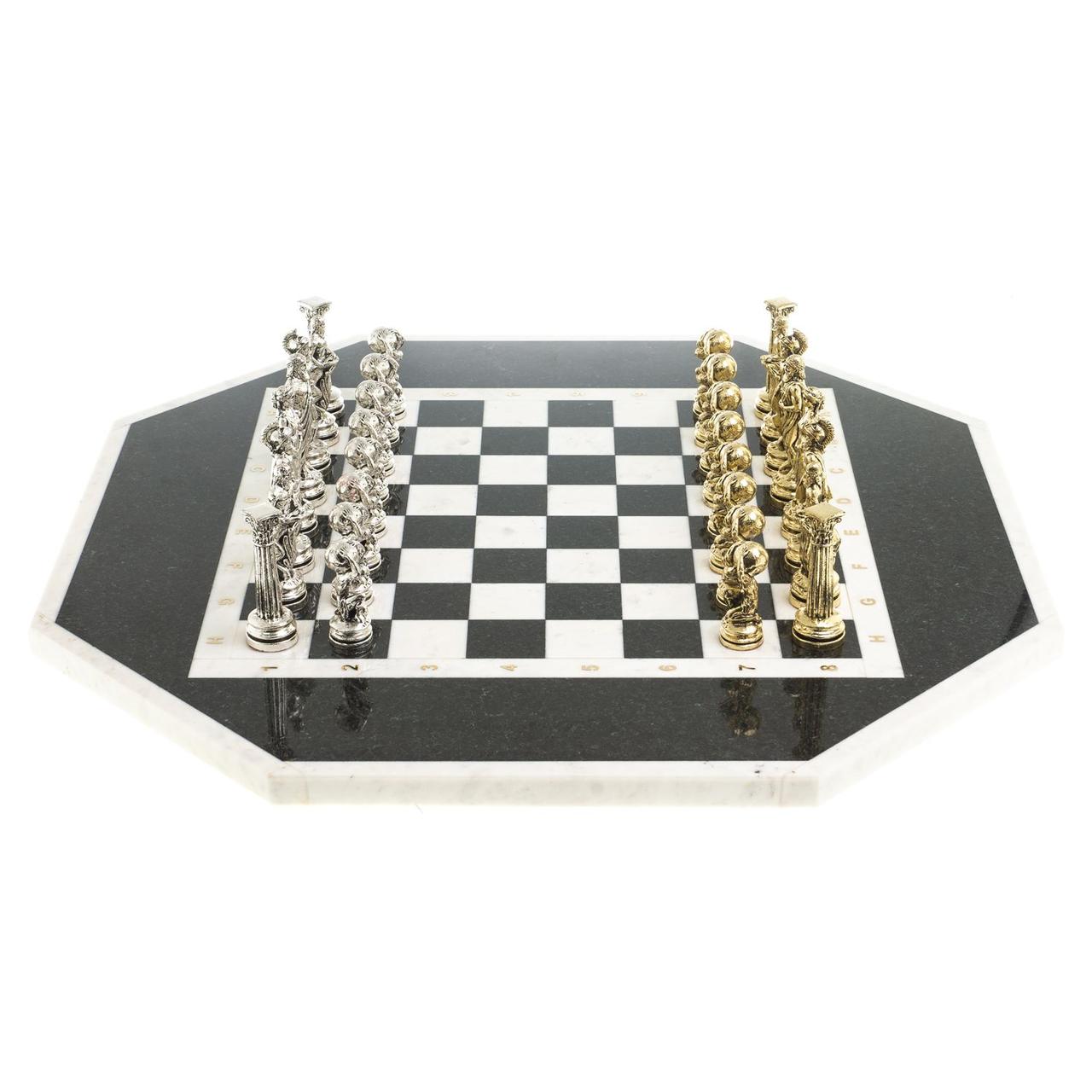 Шахматный стол "Атлас" мрамор, змеевик на металлической подставке 123752 - фото 3 - id-p99722033