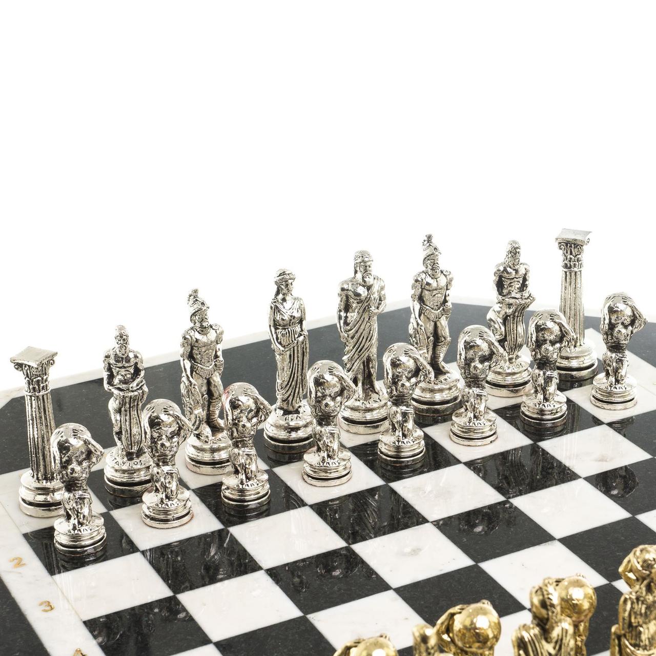 Шахматный стол "Атлас" мрамор, змеевик на металлической подставке 123752 - фото 5 - id-p99722033