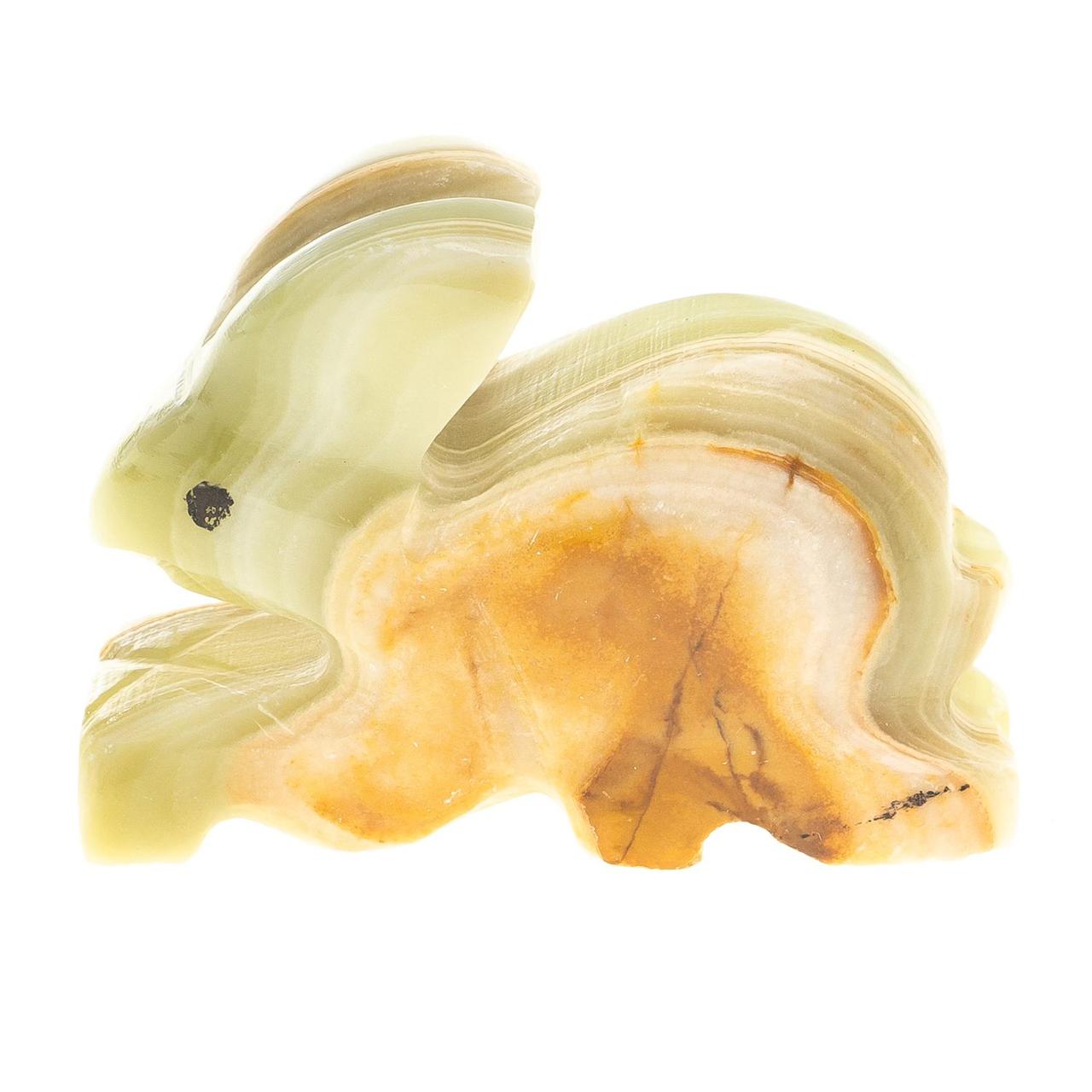 Статуэтка из натурального оникса "Заяц" 5,5х2х4 см (2) / декоративная фигурка кролик / сувенир из камня / - фото 1 - id-p100175802