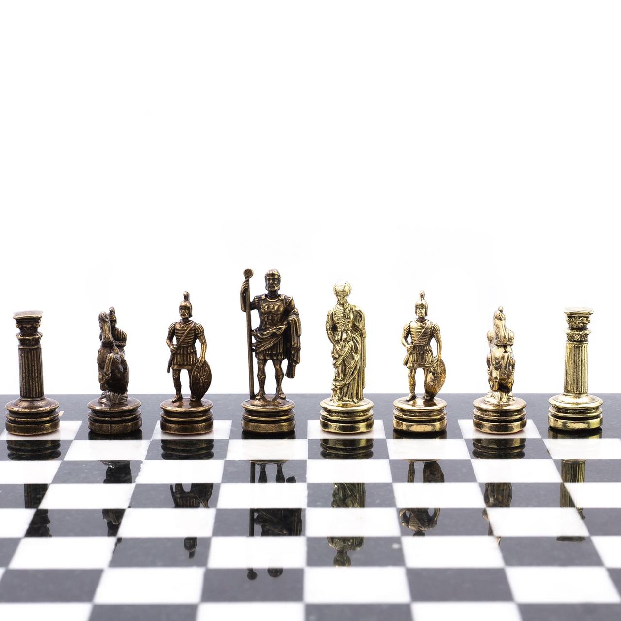 Шахматный набор "Римляне" доска 28х28 см мрамор фигуры цвет бронза-золото / Шахматы подарочные / Шахматы - фото 5 - id-p104507931
