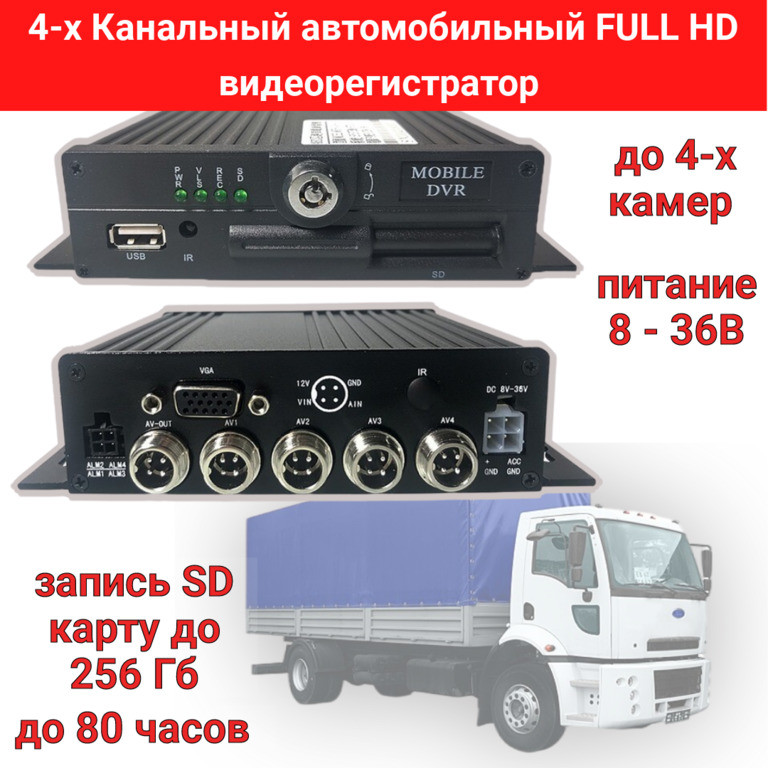 4-х Канальный автомобильный FULL HD видеорегистратор B9504S - фото 1 - id-p104520262