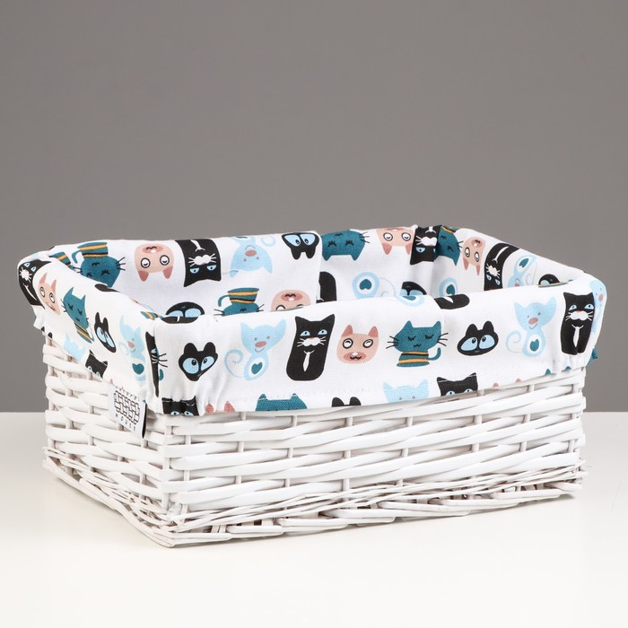 Корзина стеллажная "Котики", 34х25х15 см, белый (id 104533700)