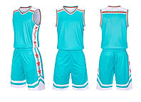 Баскетбольная форма бирюзовая с нанесением принта "PLAYER NAME + NUMBER" джерси+шорты (Junior 2XS - Adult 5XL), фото 4