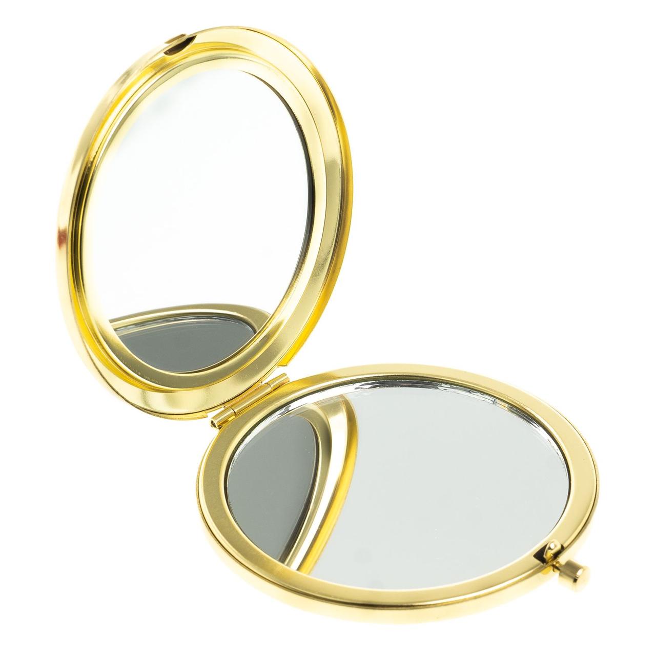 Подарочное карманное зеркальце круглое двухстороннее из яшмы цвет золото - фото 2 - id-p97064096