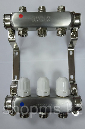 ТП Коллекторный блок НЕРЖ 1" (DN25) 5 x 3/4" (евроконус), С ВЕНТИЛЬНЫМИ ВСТАВКАМИ RVC Pro   **, фото 1