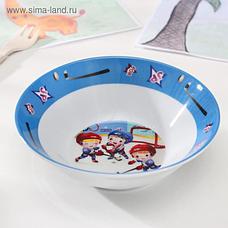 Набор детской посуды Доляна «Хоккеисты», 3 предмета: кружка 220 мл, миска 400 мл, тарелка 18 см, фото 2