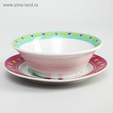 Набор посуды «Милая девочка!», 3 предмета: тарелка Ø 16,5 см, миска Ø 14 см, кружка 200 мл в подарочной упаков, фото 2