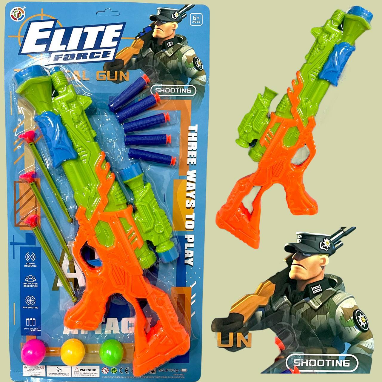 Помятая упаковка!!! PT012 Дробовик с прицелом + 3 шарики и пульки Elite Force, фото 1