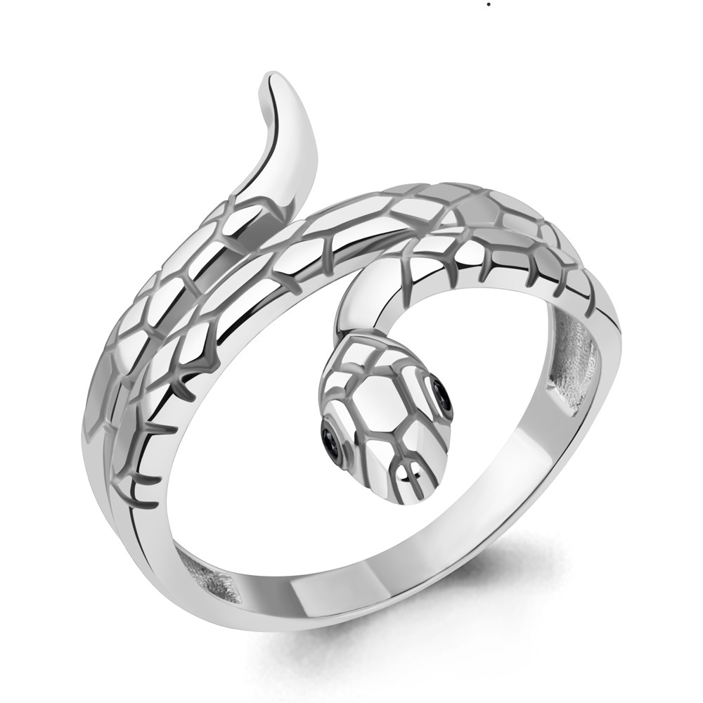 Серебряное кольцо Aquamarine 67413Ч.5 покрыто  родием