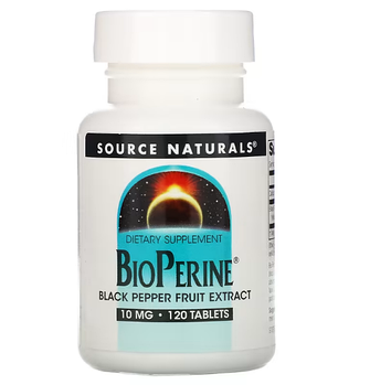 Source Naturals, BioPerine, 10 мг, 120 таблеток (Экстракт плодов черного перца)