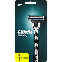 Gillette Mach3 Бритвенный станок, серый/черный + 1 кассета