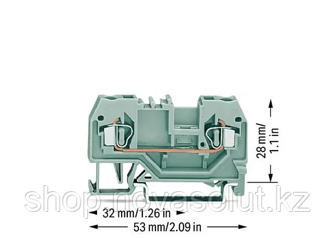 2-проводной сквозной зажим 2,5 мм² для DIN-рейки WAGO 280-901, фото 2