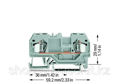 2-проводной сквозной зажим 4 мм² для DIN-рейки WAGO 281-901, фото 2