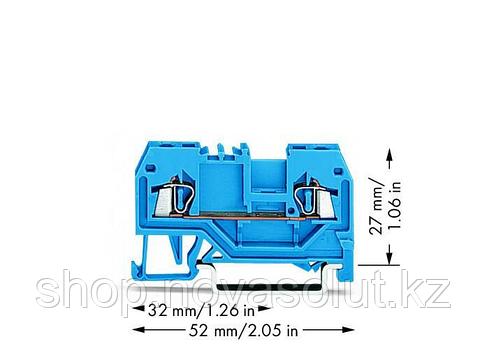 2-проводной сквозной зажим 1,5 мм² для DIN-рейки, синий WAGO 279-904, фото 2