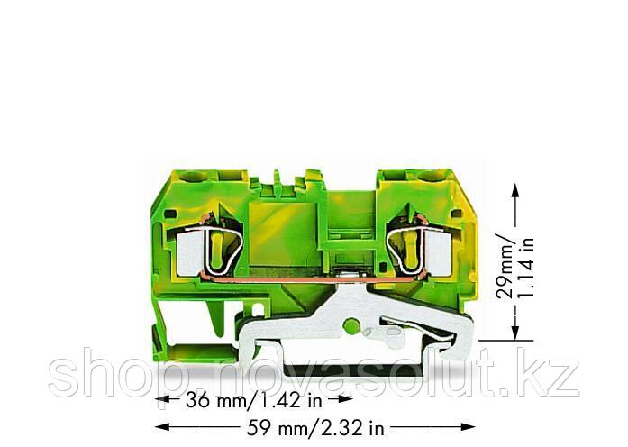 2-проводной защитный зажим; 4 мм² для DIN-рейки, зелено-желтый WAGO 281-907 - фото 2 - id-p104568792