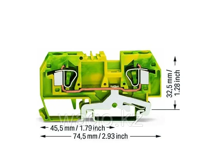 2-проводной защитный зажим; 6 мм² для DIN-рейки, зелено-желтый WAGO 282-907 - фото 2 - id-p104568808