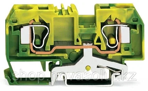 2-проводной защитный зажим 10 мм² для DIN-рейки, зелено-желтый WAGO 284-907 - фото 1 - id-p104568831