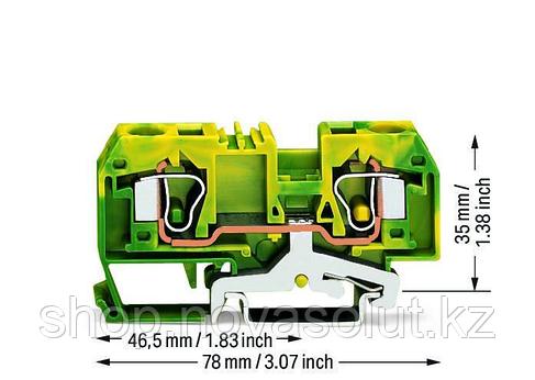 2-проводной защитный зажим 10 мм² для DIN-рейки, зелено-желтый WAGO 284-907, фото 2
