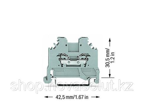 2-проводной сквозной зажим 1,5 мм² для DIN-рейки, серый WAGO 279-101, фото 2