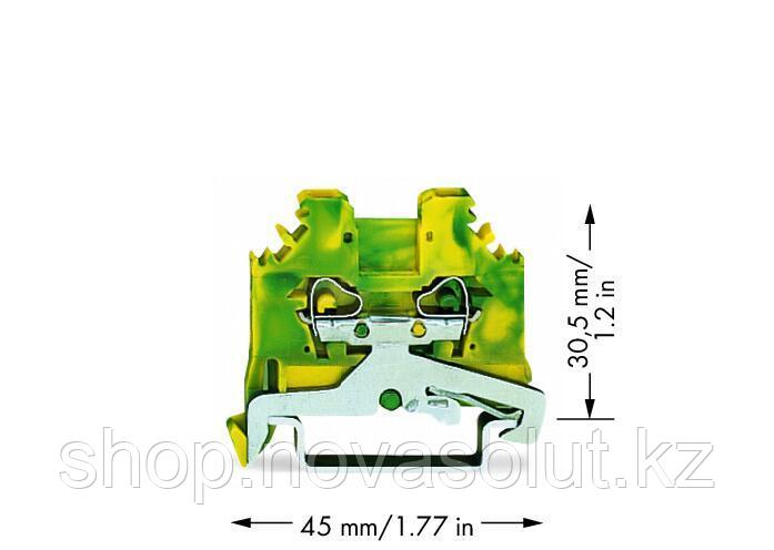 2-проводной сквозной зажим 2,5 мм² для DIN-рейки, зелено-желтый WAGO 280-107 - фото 2 - id-p104568922