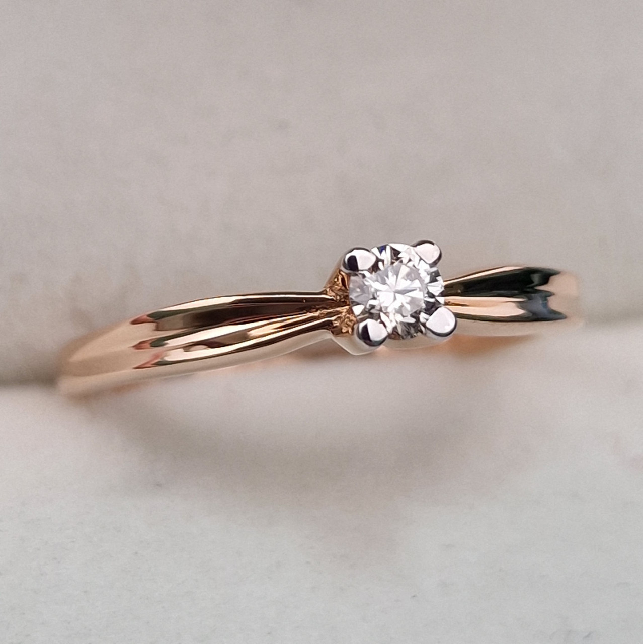 Золотое кольцо с бриллиантами 0.135Сt VS1/K, VG - Cut - фото 2 - id-p104564058