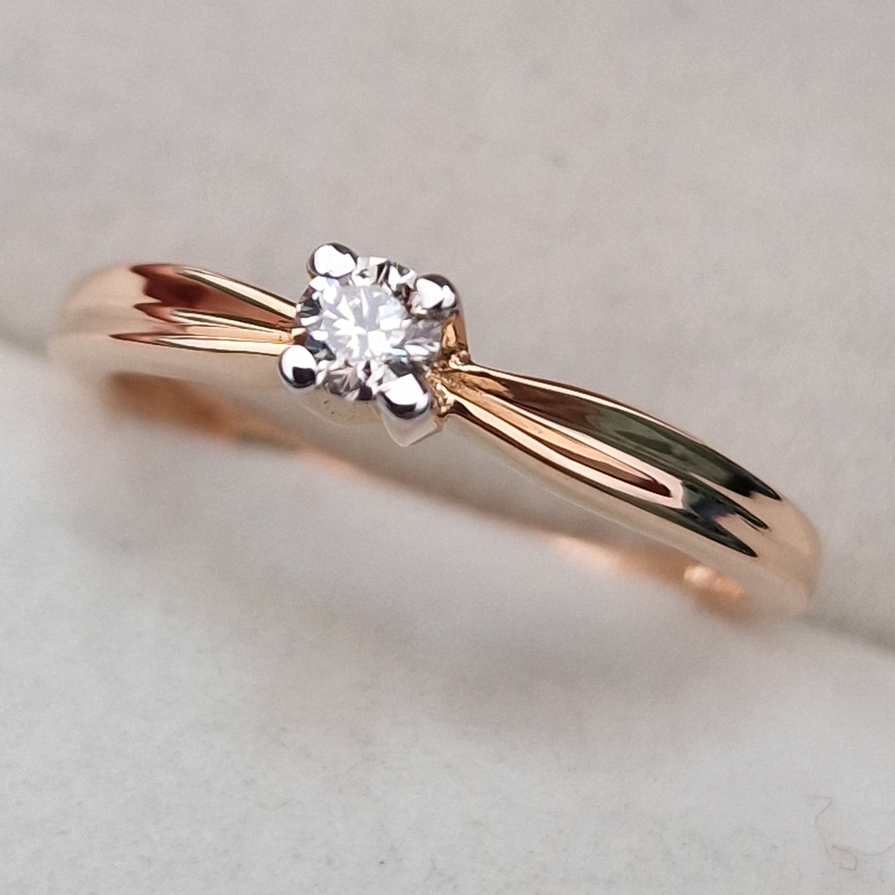 Золотое кольцо с бриллиантами 0.135Сt VS1/K, VG - Cut - фото 7 - id-p104564058